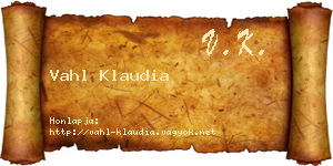 Vahl Klaudia névjegykártya